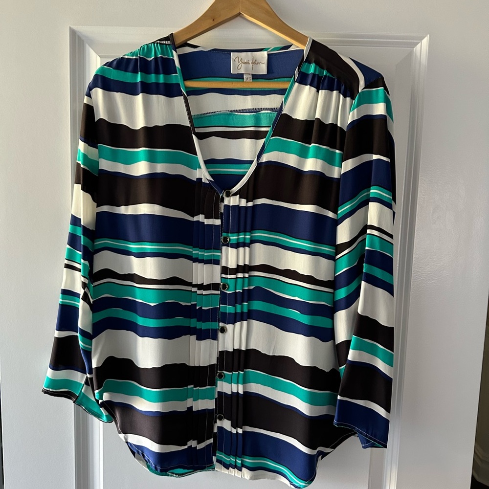 Yumi Kim Blue and Black Striped Blouse